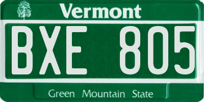 VT license plate BXE805
