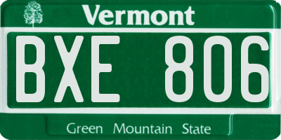 VT license plate BXE806