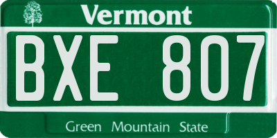 VT license plate BXE807