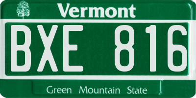 VT license plate BXE816