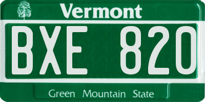 VT license plate BXE820