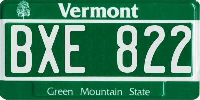 VT license plate BXE822