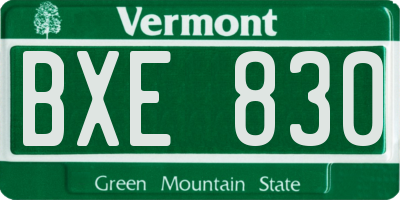 VT license plate BXE830