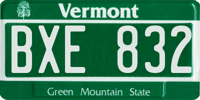 VT license plate BXE832