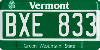 VT license plate BXE833