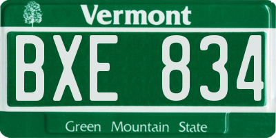 VT license plate BXE834