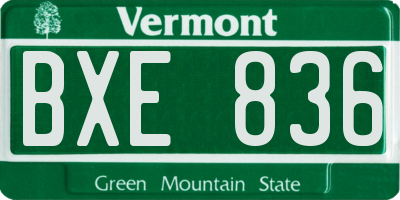 VT license plate BXE836