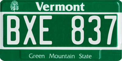 VT license plate BXE837