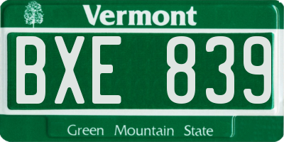 VT license plate BXE839