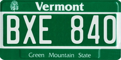 VT license plate BXE840
