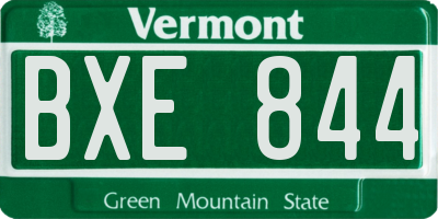 VT license plate BXE844