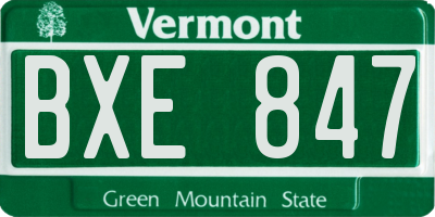 VT license plate BXE847