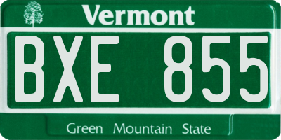 VT license plate BXE855