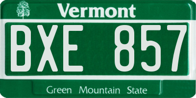 VT license plate BXE857