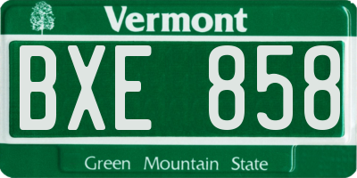 VT license plate BXE858