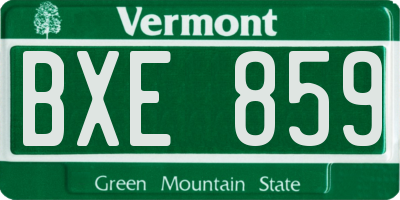 VT license plate BXE859