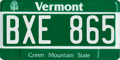 VT license plate BXE865
