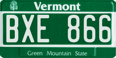 VT license plate BXE866