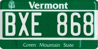 VT license plate BXE868