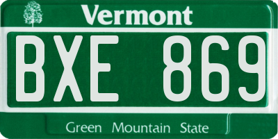 VT license plate BXE869