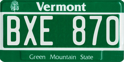 VT license plate BXE870