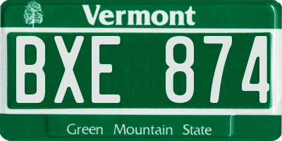 VT license plate BXE874
