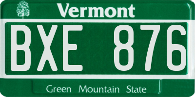 VT license plate BXE876