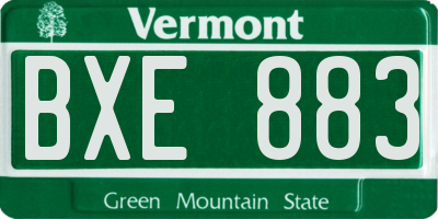 VT license plate BXE883