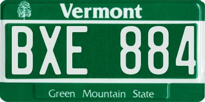 VT license plate BXE884