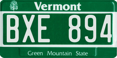 VT license plate BXE894