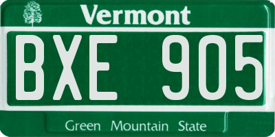 VT license plate BXE905