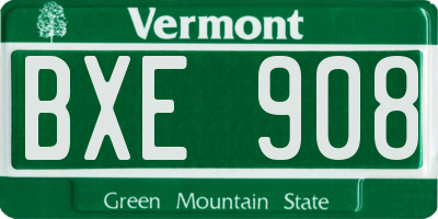 VT license plate BXE908