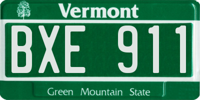 VT license plate BXE911