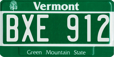 VT license plate BXE912