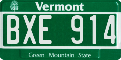 VT license plate BXE914