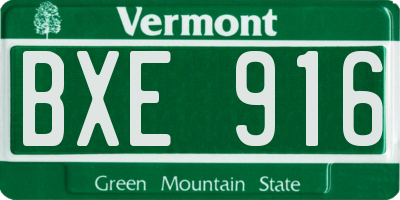 VT license plate BXE916