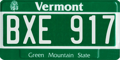 VT license plate BXE917