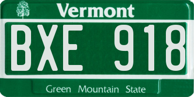 VT license plate BXE918