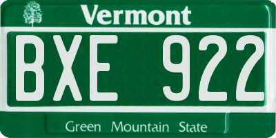 VT license plate BXE922