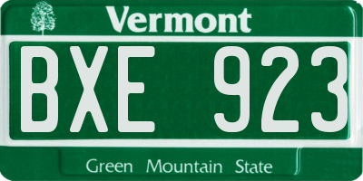 VT license plate BXE923