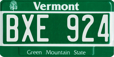 VT license plate BXE924