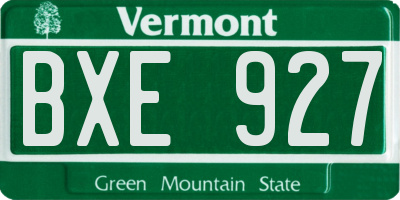 VT license plate BXE927