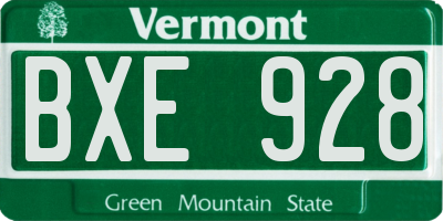 VT license plate BXE928