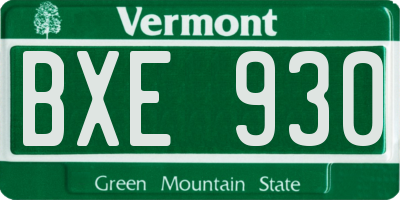 VT license plate BXE930
