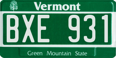 VT license plate BXE931