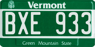 VT license plate BXE933