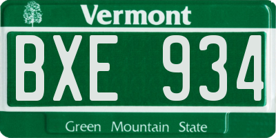 VT license plate BXE934