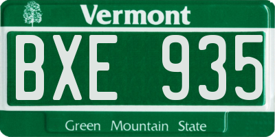 VT license plate BXE935