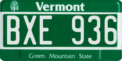 VT license plate BXE936