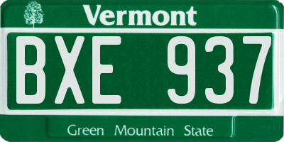 VT license plate BXE937